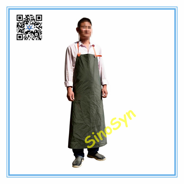 45 PVC Acid-Proof Apron Working Safty Protective Waterproof 44inch--Olive